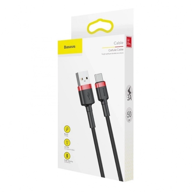 Kábel Baseus Cafule USB-C 3A 0,5 m červeno-čierny