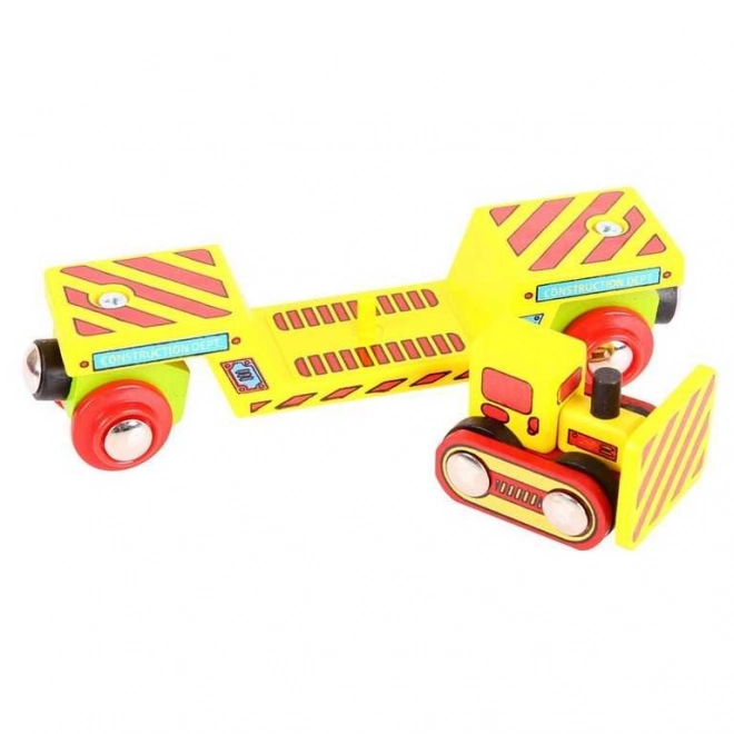 Bigjigs Rail vagón s buldozérom + 2 koľaje