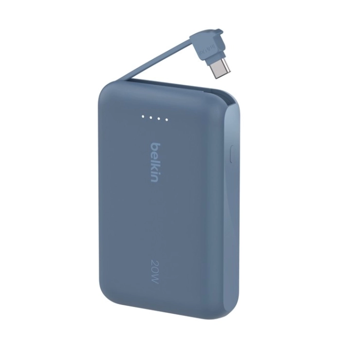 PowerBank BoostCharge 10 000 mAh s integrovaným káblom-C a portom-C modrý