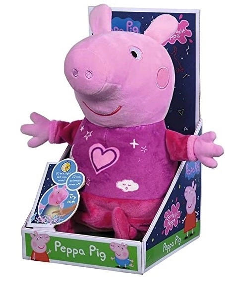 Plyšový cumlík na spanie Peppa Pig 2v1, hrajúci + svetlo, ružový, 25 cm