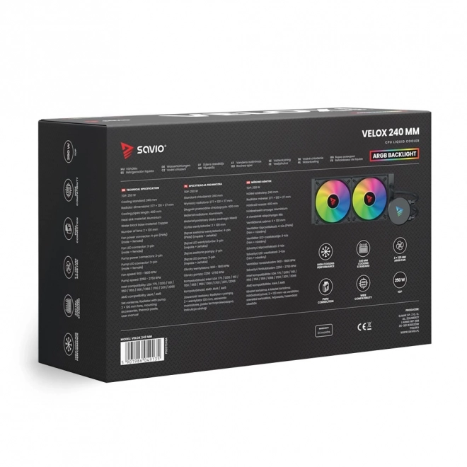Vodné chladenie procesora ARGB Velox 240mm