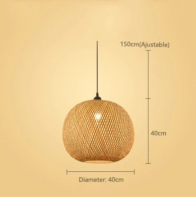 Bambusová závesná lampa v tvare gule – 40 cm