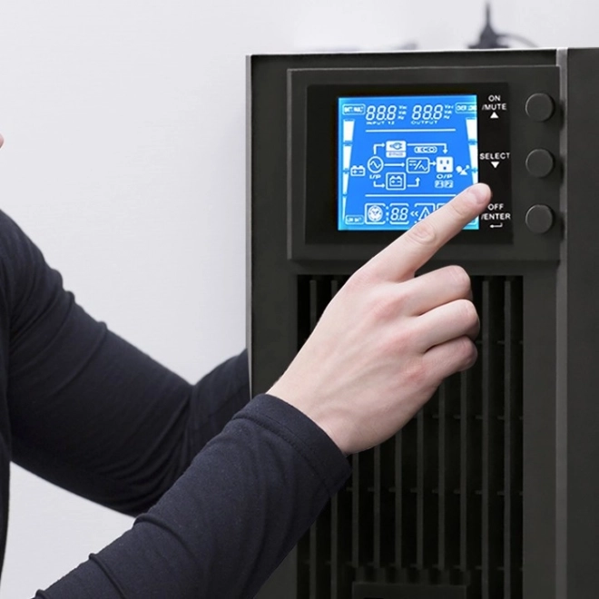 Záložný zdroj UPS na čisto sinusovú vlnu 1kVA 800W s LCD a USB