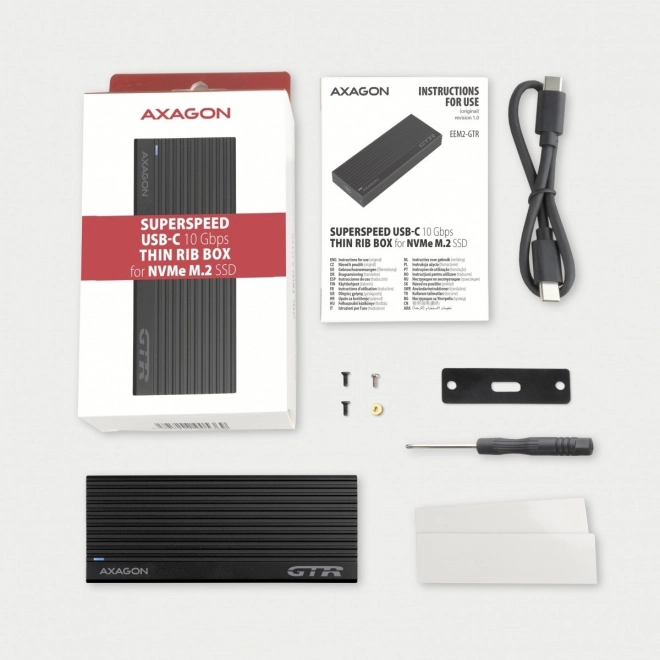 Externá hliníková skriňa AXAGON pre NVMe M.2 SSD s USB-C 3.2 Gen 2