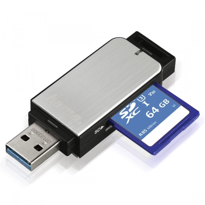 Strieborný čítač SD/microSD kariet USB 3.0