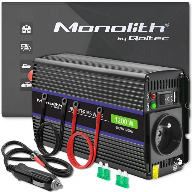 Praktická menička napätia Qoltec 1200W s USB
