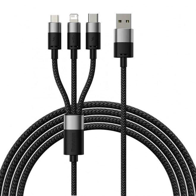 Kabel Baseus StarSpeed USB 3v1 USB-C, Micro a Lightning 3,5A 1,2m čierny