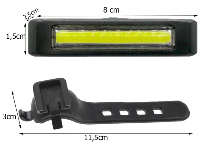 Zadné svetlo na bicykel USB LED COB lampa