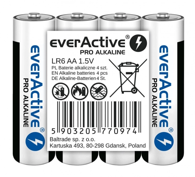 Alkalické batérie EverActive LR6 AA - 4 ks