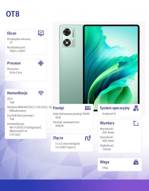Tablet 4G 11 palcov 6/256GB zelený