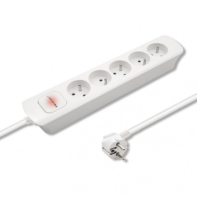 Elektrická rozdvojka s 5 zásuvkami Biela