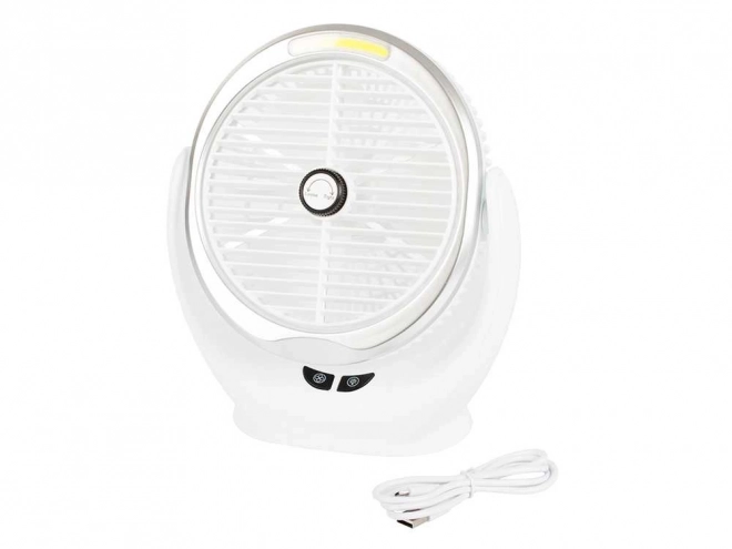 Bezdrôtový stojaci stolový ventilátor dobíjateľné led svetlo – Biela