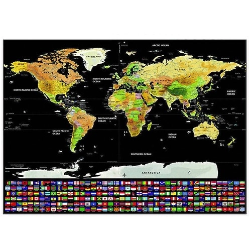 Mapa sveta so stieracími vlajkami a príslušenstvom