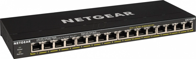 Niezaradený prepínač NETGEAR GS316P 16 Portov PoE+ s FlexPoE