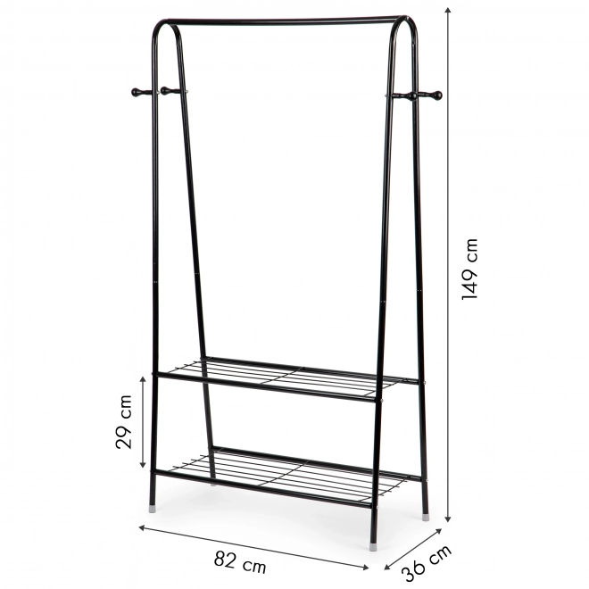 Stojanový vešiak na oblečenie s dvomi policami