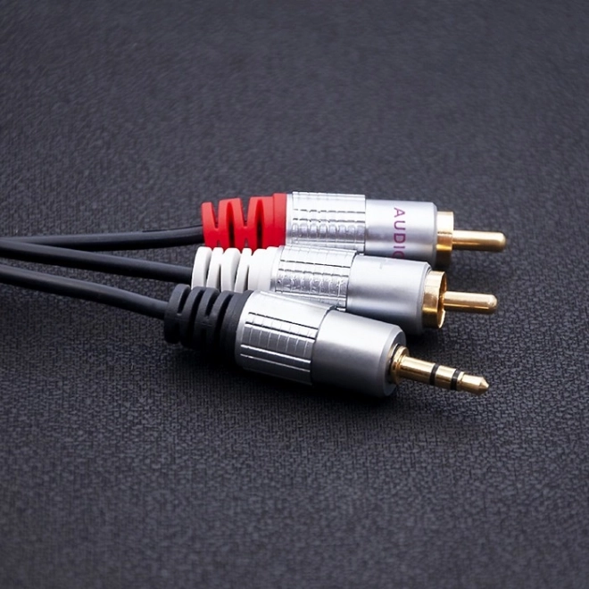 Kábel 2x RCA / Mini Jack 3,5 mm 3m čierny