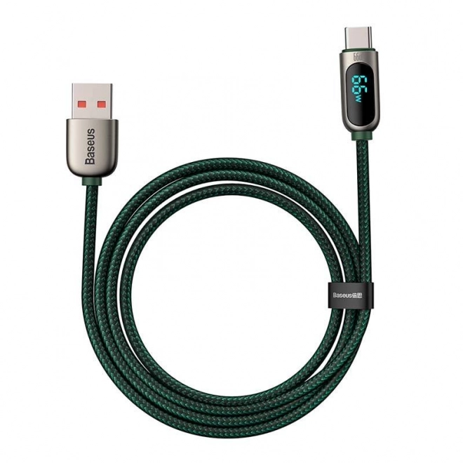 Baseus Kábel s displejom USB na Type-C, 66W, 1m (zelená)