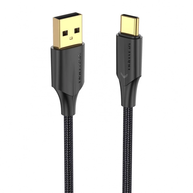 Kábel USB 2.0 na USB-C Vention s LED indikátorom 3A 1m čierny