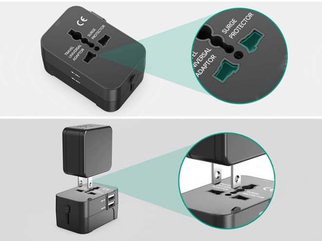 Univerzálny cestovný adaptér UK USA EU AUS s 2x USB