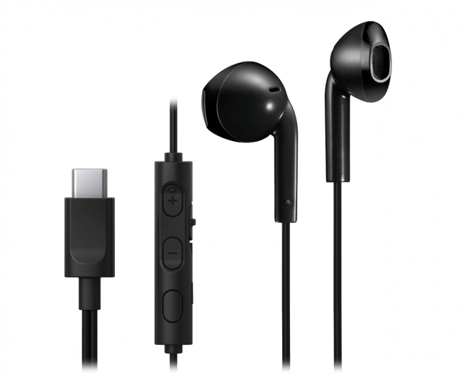 Čierne slúchadlá do uší USB-C s ovládačom