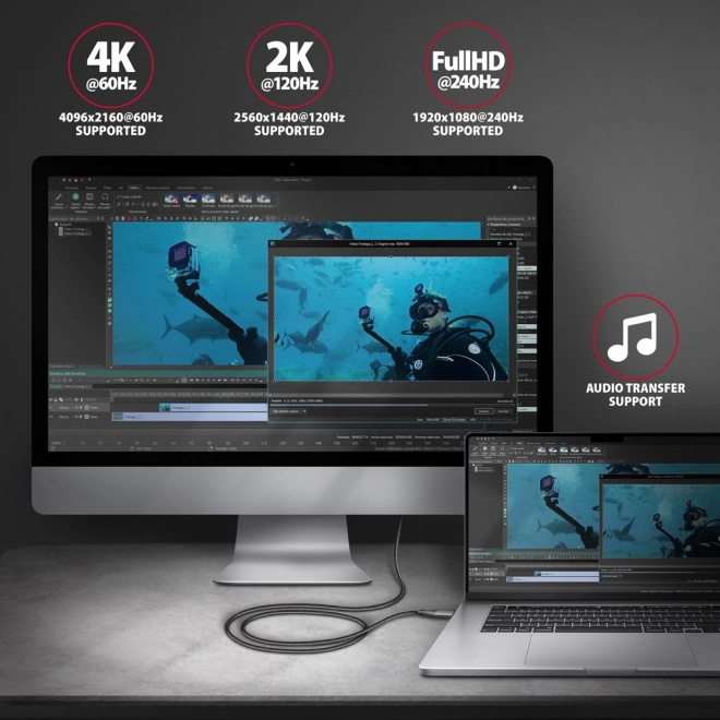 USB-C na HDMI 2.0 4K/60Hz adaptér s 1.8m káblom
