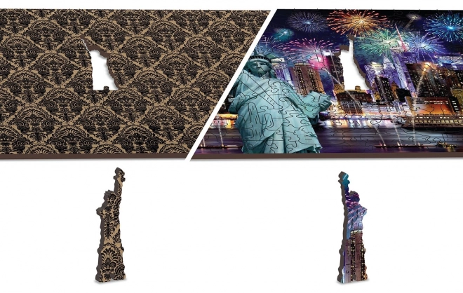 Drevené puzzle Nočný New York 2v1