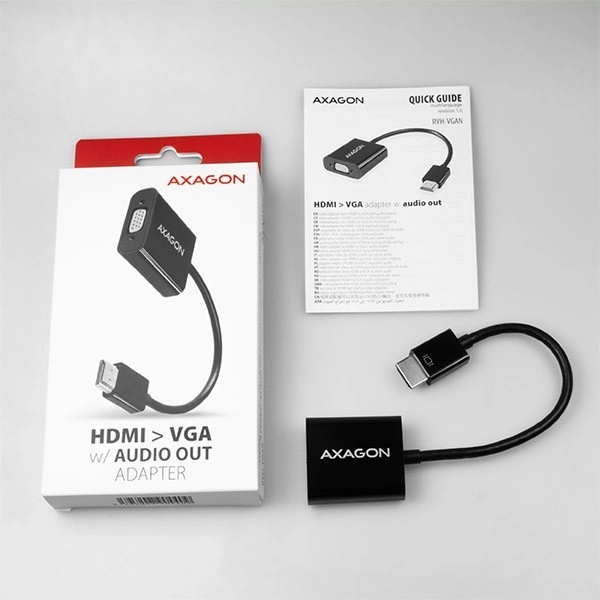 Aktívny adaptér HDMI na VGA s audio výstupom AXAGON