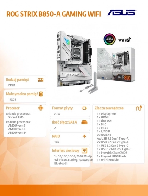 Herná základná doska ROG STRIX B850-A s WiFi