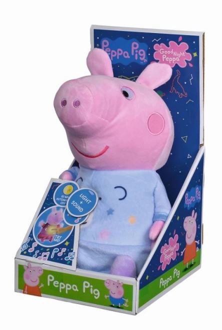 Peppa Pig 2v1 plyšový usínáček hrajúci a svietiaci, modrý, 25 cm