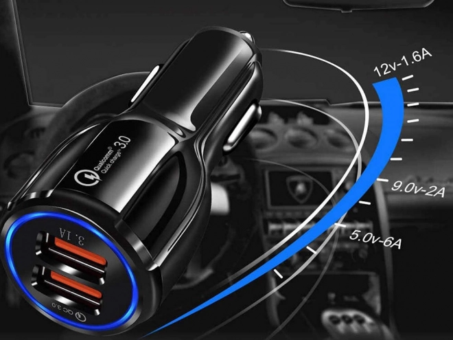 Rýchla nabíjačka do auta s 2xUSB Quick Charge 3.0