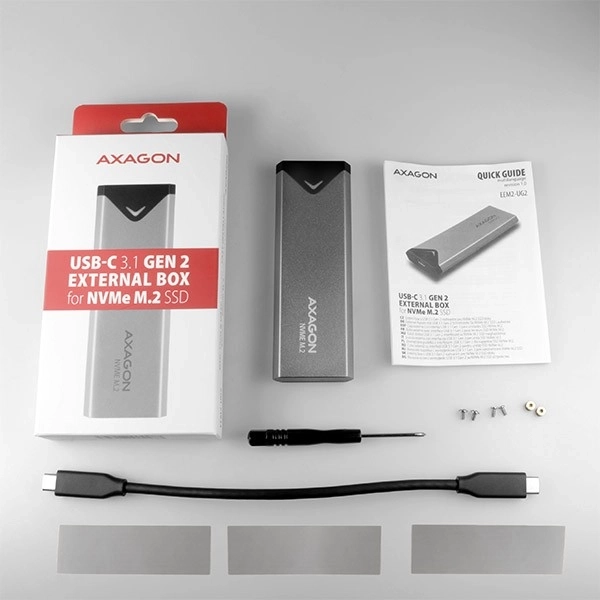 Rýchla externá hliníková skrinka USB-C 3.2 pre M.2 NVMe SSD