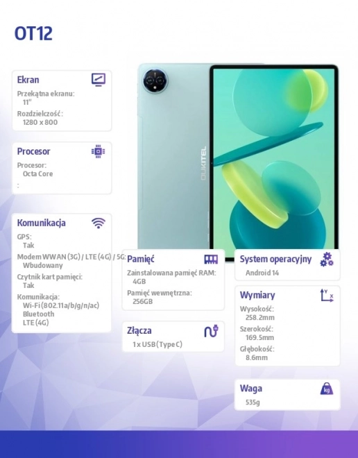 Tablet 11-palcový 4G zelený