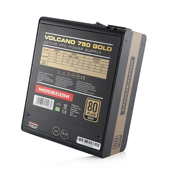 Napájací zdroj Modecom Volcano 750W Gold so 120mm ventilátorom