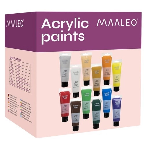 Akrylové farby 12 ks 100 ml Maaleo 20424