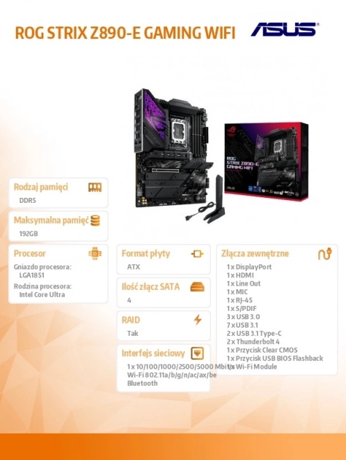 Herná základná doska ROG Strix Z890-E WiFi