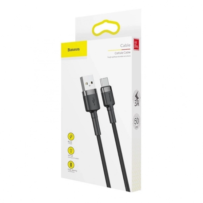 Kábel Baseus Cafule USB-C 3A 0,5 m šedo-čierny