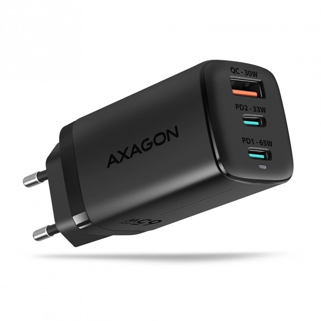 Cestovná nabíjačka AXAGON GaN 65W s 3 portami (USB-A + dual USB-C)