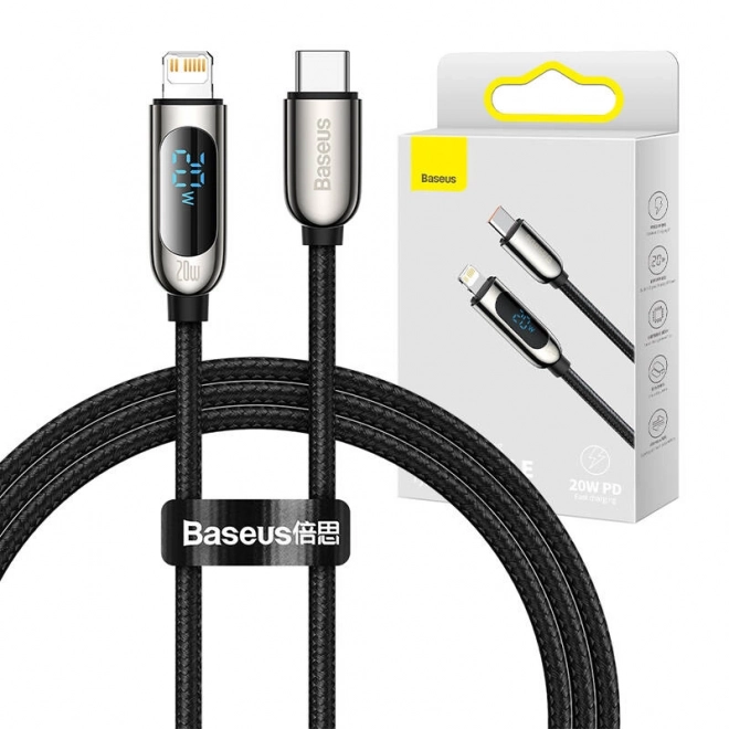 USB-C na Lightning Baseus kábel s displejom, PD, 20W, 1m (čierny)