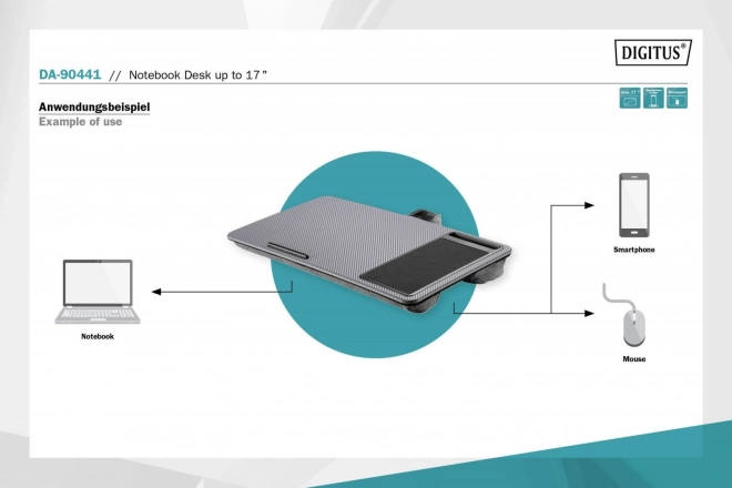 Luxusná podložka pod notebook s podložkou pod myš a stojanom na smartfón