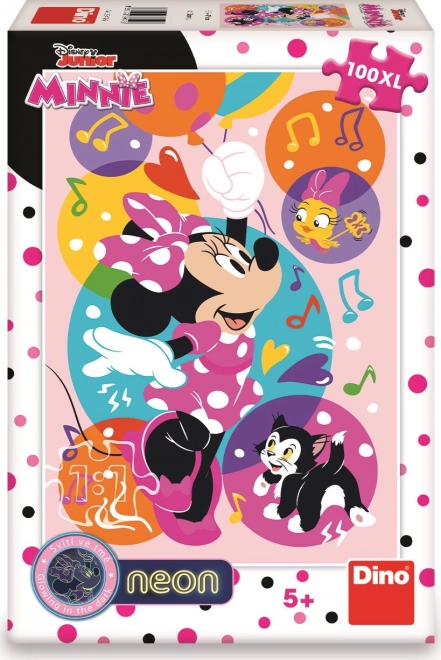 Svietiace puzzle Minnie a balóniky XL 100 dielikov