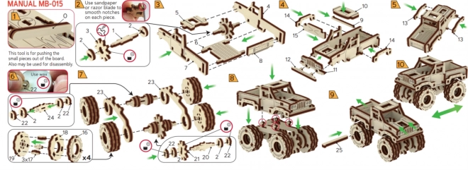 Drevené 3D Puzzle - Monster Truck Model