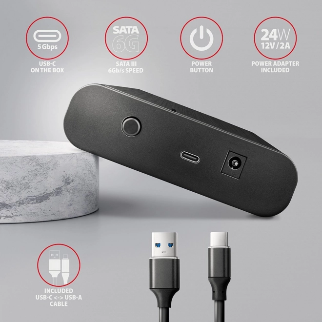 Hliníkový kryt na externý disk USB-C 5Gbps pre 3,5'' SATA