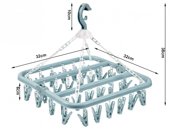 Stojan na sušenie ponožiek a spodnej bielizne s 32 klipmi
