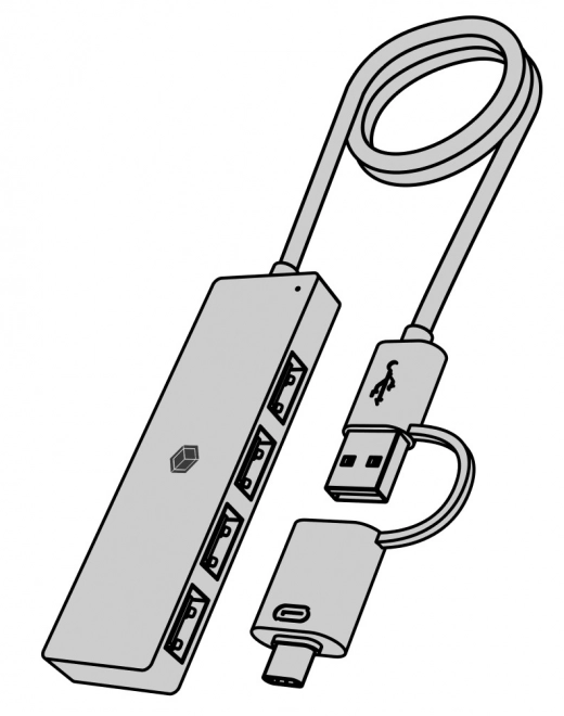 4-portový hub USB 3.2 Gen 1 Typ-C a Typ-A