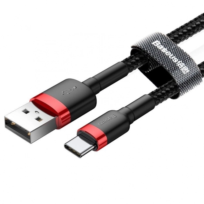 Kábel Baseus Cafule USB-C 3A 0,5 m červeno-čierny