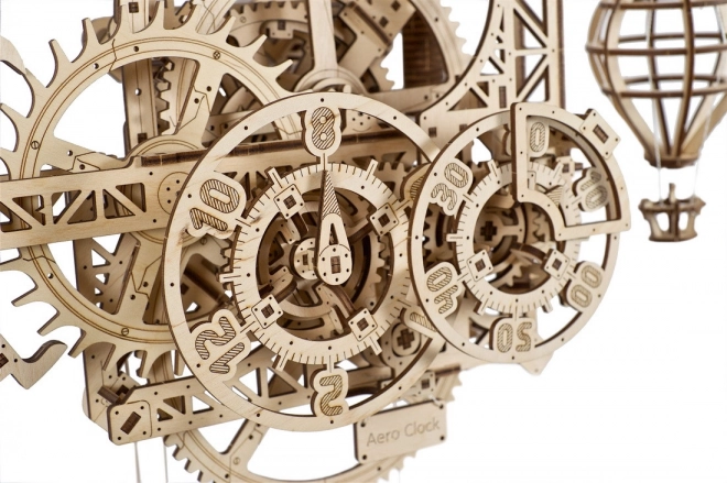 Ugears 3D drevené mechanické puzzle nástenné hodiny Aero