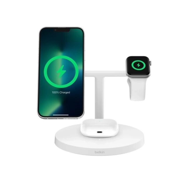 Nabíjačka Boost Charge Pro 3v1 Qi2 15W nastaviteľná biela