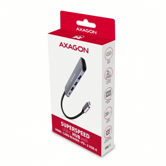 Wieloportový hub AXAGON 5v1 USB 3.2 Gen 1