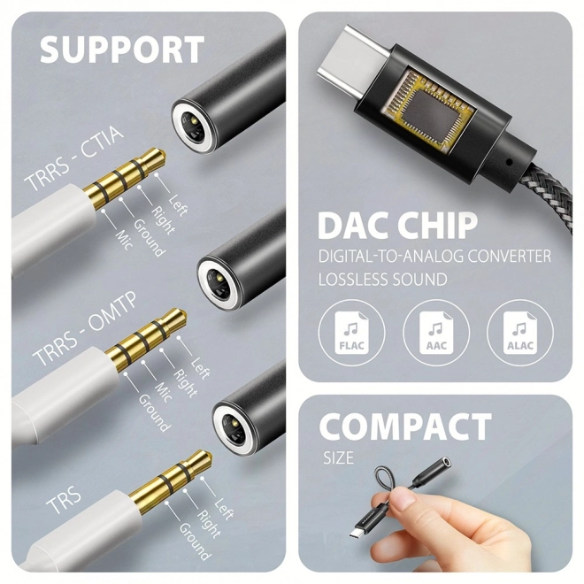 Zariadenie na zvýšenie kvality zvuku AXAGON ADA-HC USB-C 3.5mm