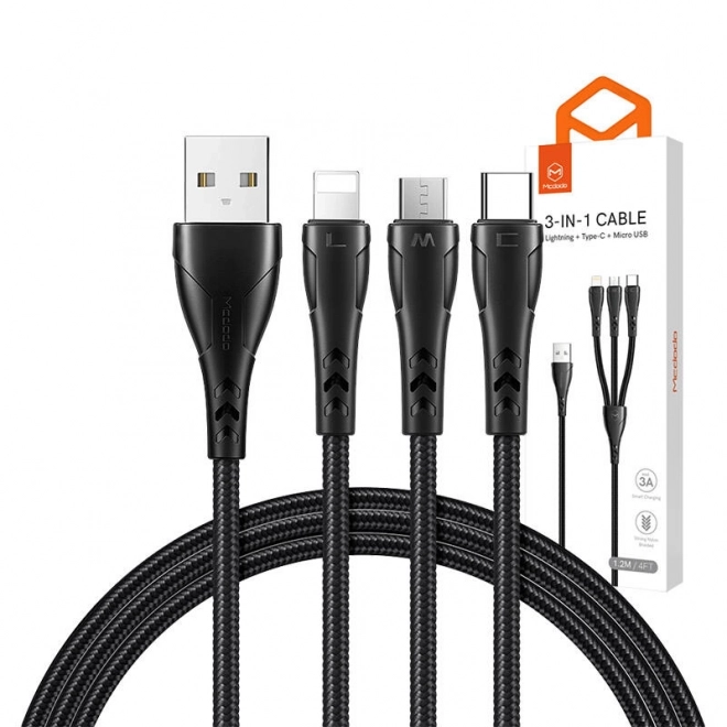 Kábel 3v1 USB na USB-C / Lightning / Micro USB